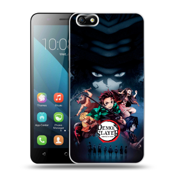 Силиконовый чехол на Huawei Honor 4X с принтом Demon Slayer Клинок рассекающий демонов