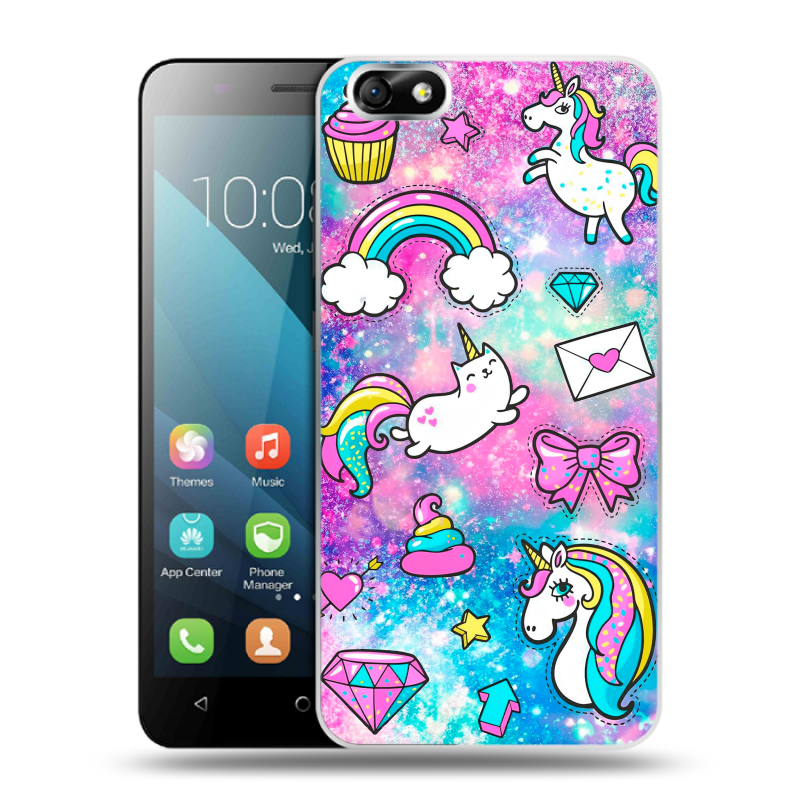 Силиконовый чехол на Huawei Honor 4X с принтом Единороги Силиконовый чехол на Huawei Honor 4X с принтом Единороги