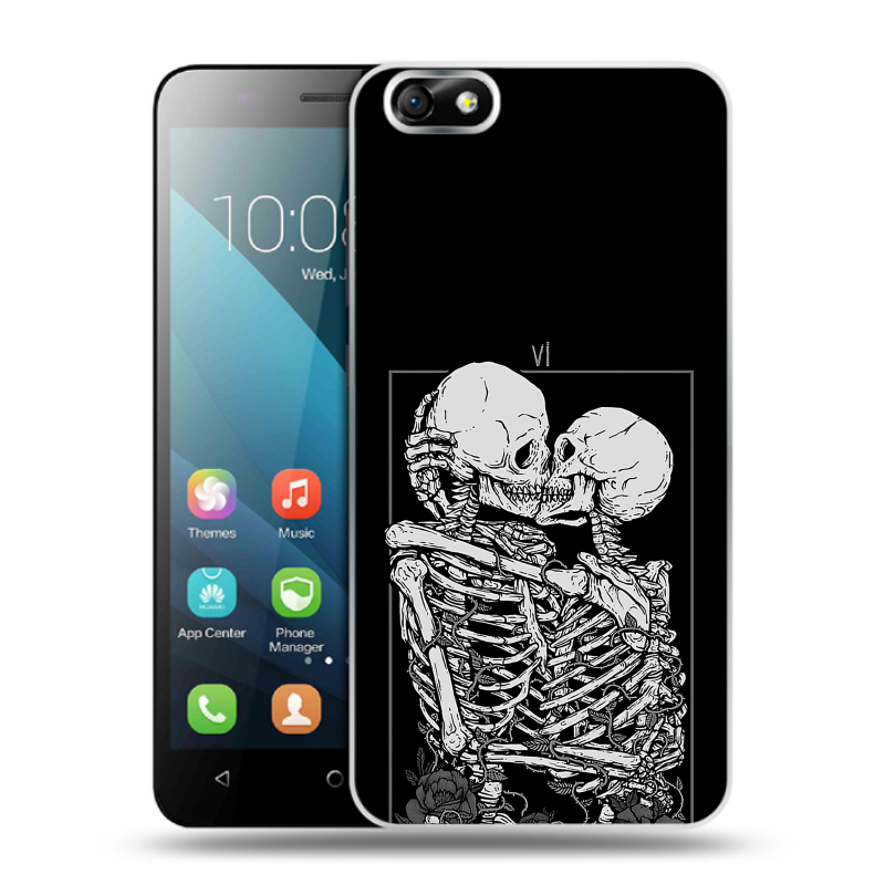 Силиконовый чехол на Huawei Honor 4X с принтом Поцелуй скелетов Силиконовый чехол на Huawei Honor 4X с принтом Поцелуй скелетов
