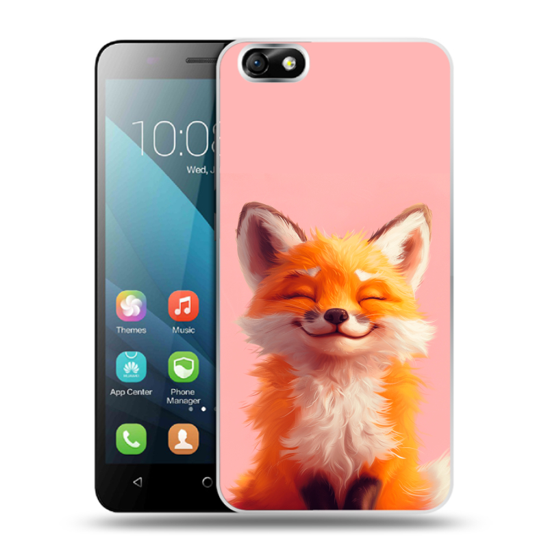 Силиконовый чехол на Huawei Honor 4X с принтом милая лиса Силиконовый чехол на Huawei Honor 4X с принтом милая лиса