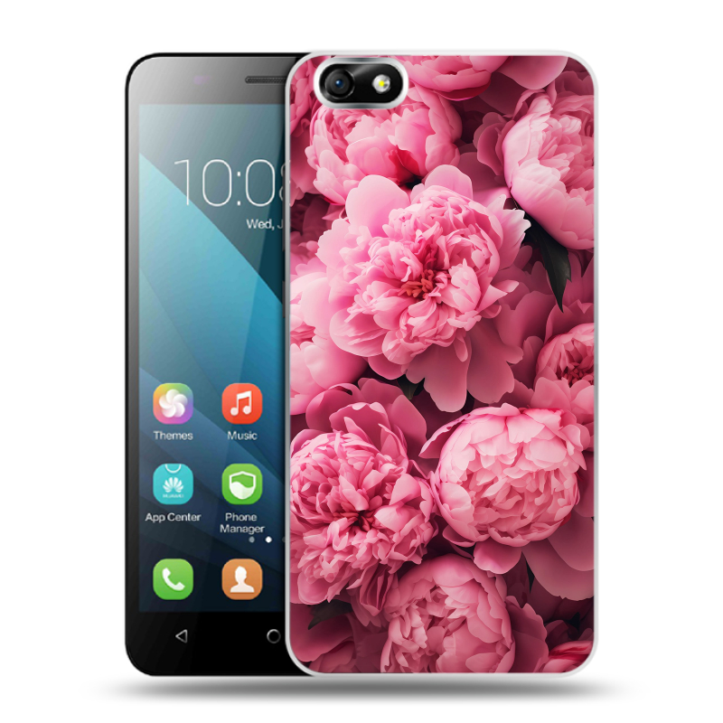 Силиконовый чехол на Huawei Honor 4X с принтом цветы пионы Силиконовый чехол на Huawei Honor 4X с принтом цветы пионы