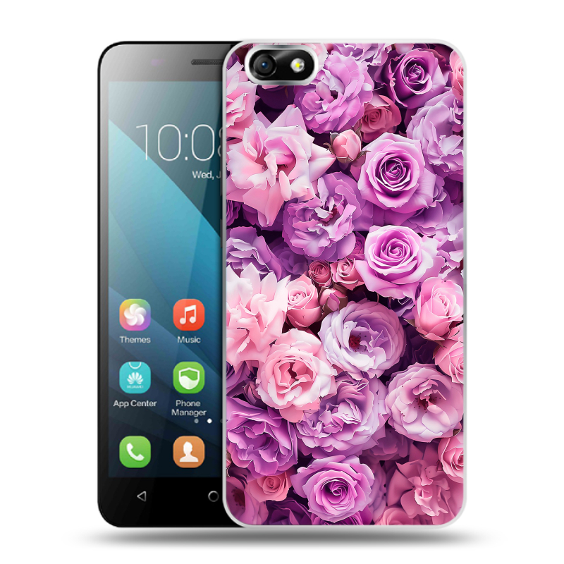 Пластиковый чехол на Huawei Honor 4X с принтом лавандовые розы Пластиковый чехол на Huawei Honor 4X с принтом лавандовые розы