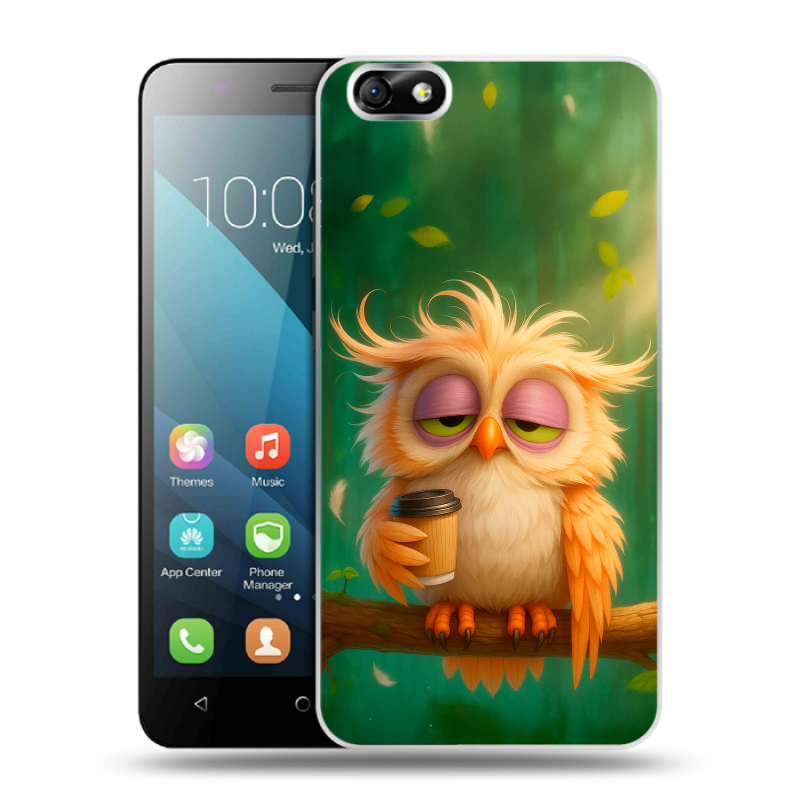 Силиконовый чехол на Huawei Honor 4X с принтом сова Силиконовый чехол на Huawei Honor 4X с принтом сова