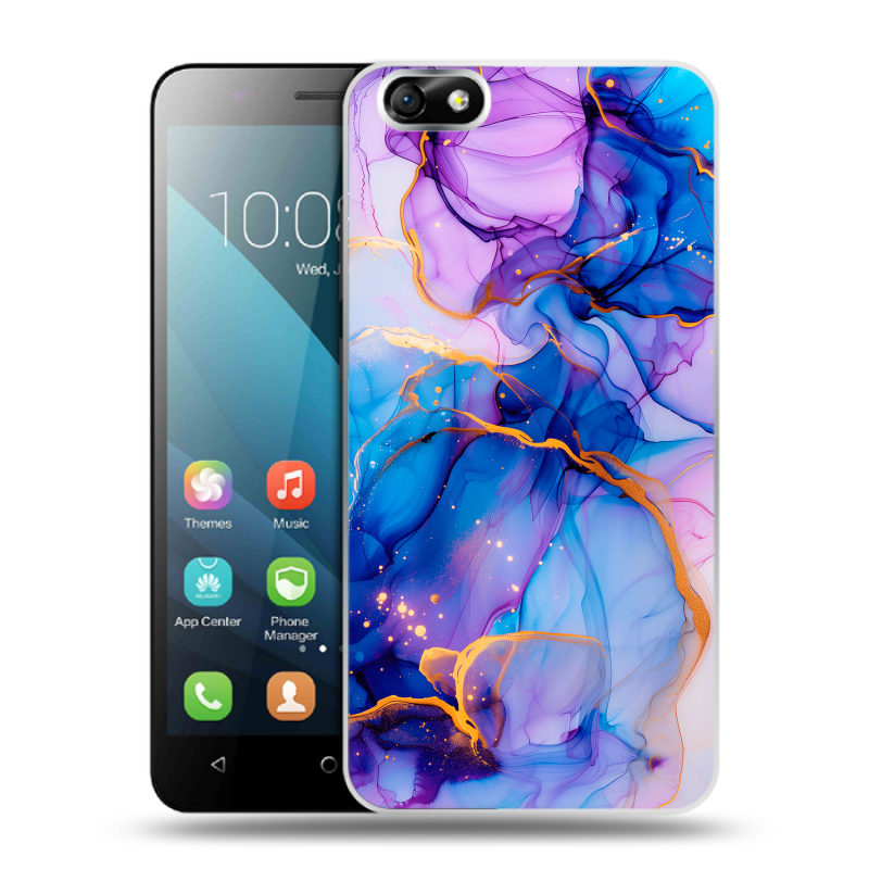 Силиконовый чехол на Huawei Honor 4X с принтом синий мрамор Силиконовый чехол на Huawei Honor 4X с принтом синий мрамор