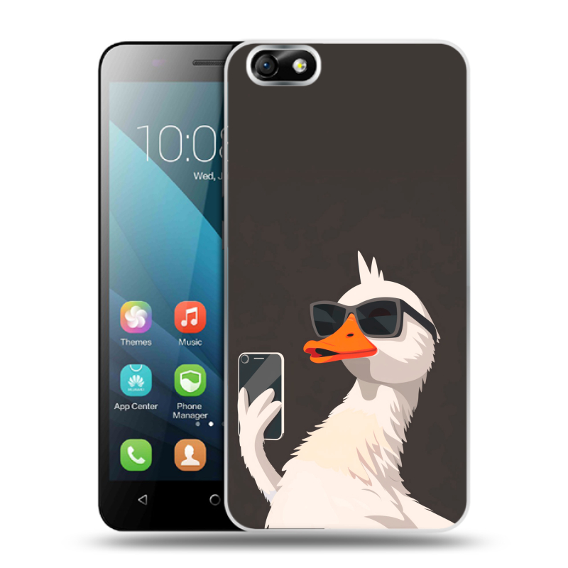Силиконовый чехол на Huawei Honor 4X с принтом утка в очках Силиконовый чехол на Huawei Honor 4X с принтом утка в очках