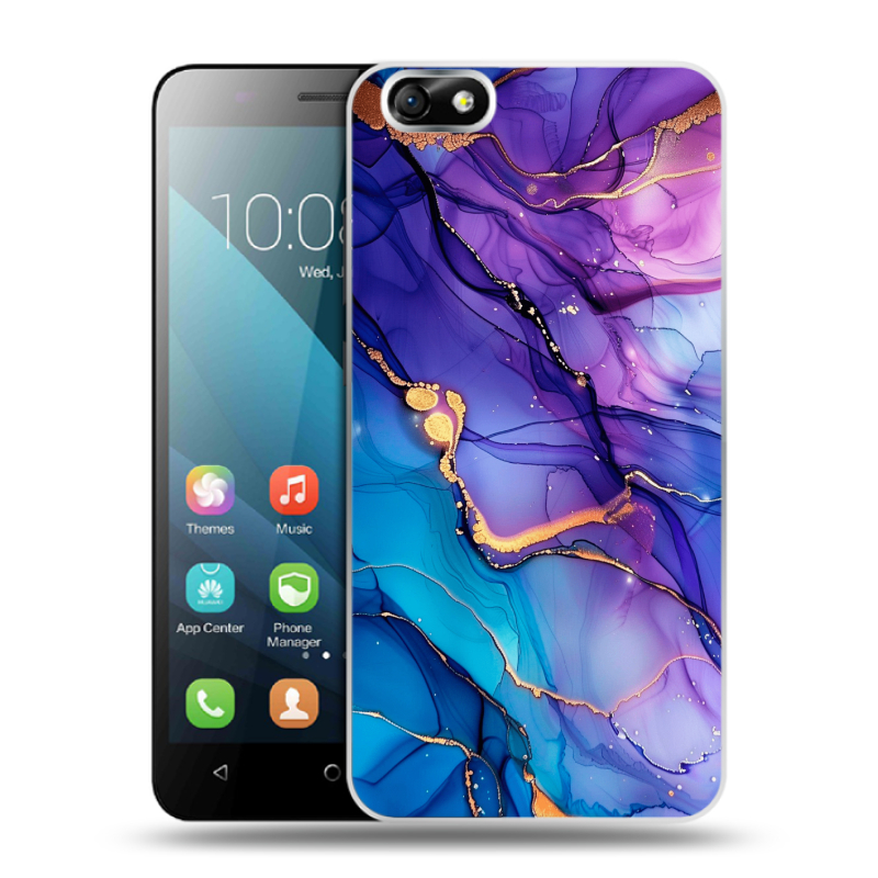 Силиконовый чехол на Huawei Honor 4X с принтом синий мрамор Силиконовый чехол на Huawei Honor 4X с принтом синий мрамор