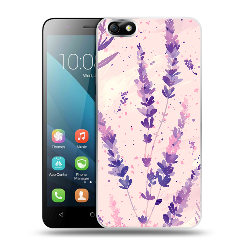 Пластиковый чехол на Huawei Honor 4X с принтом цветы лаванда Пластиковый чехол на Huawei Honor 4X с принтом цветы лаванда