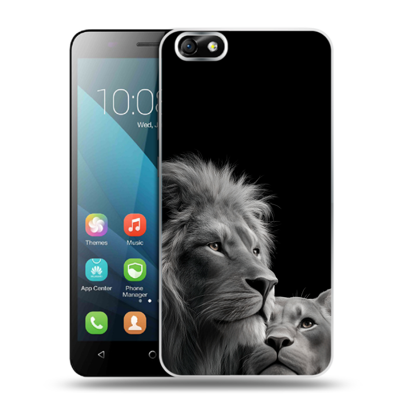 Пластиковый чехол на Huawei Honor 4X с принтом Лев кошки Пластиковый чехол на Huawei Honor 4X с принтом Лев кошки