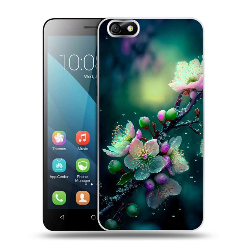 Силиконовый чехол на Huawei Honor 4X с принтом Цветы и мрамор Силиконовый чехол на Huawei Honor 4X с принтом Цветы и мрамор