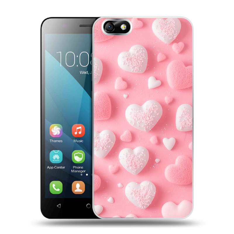 Силиконовый чехол на Huawei Honor 4X с принтом Сердечки Силиконовый чехол на Huawei Honor 4X с принтом Сердечки
