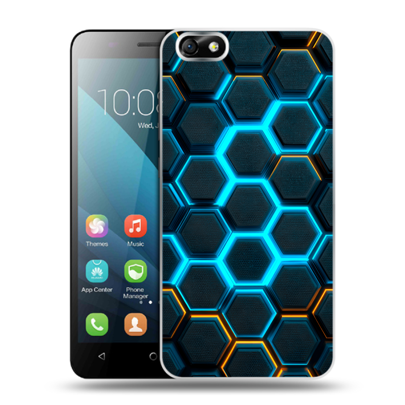 Силиконовый чехол на Huawei Honor 4X с принтом Неоновые соты Силиконовый чехол на Huawei Honor 4X с принтом Неоновые соты