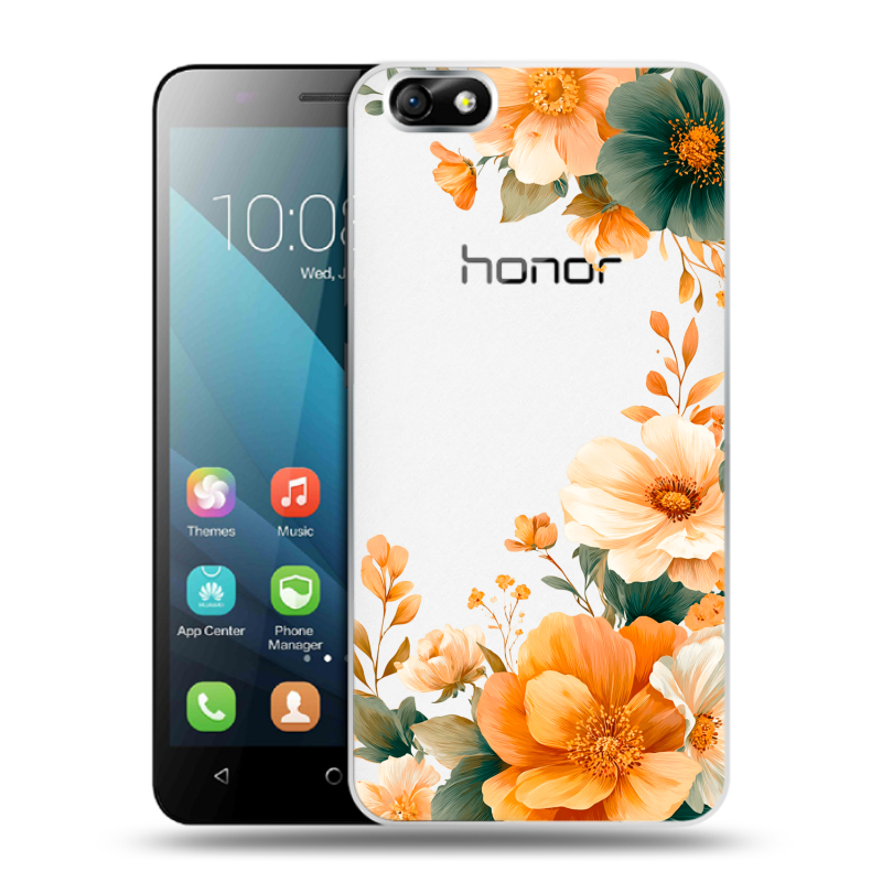Силиконовый чехол на Huawei Honor 4X с принтом Цветы принт Силиконовый чехол на Huawei Honor 4X с принтом Цветы принт