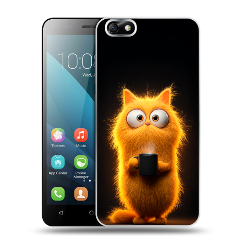 Пластиковый чехол на Huawei Honor 4X с принтом Смешной кот Пластиковый чехол на Huawei Honor 4X с принтом Смешной кот