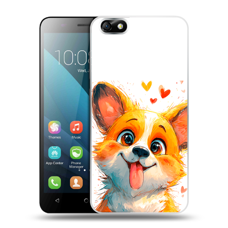 Силиконовый чехол на Huawei Honor 4X с принтом корги Силиконовый чехол на Huawei Honor 4X с принтом корги