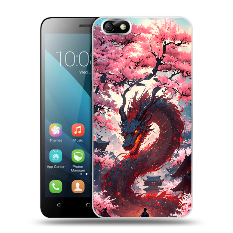 Пластиковый чехол на Huawei Honor 4X с принтом Дракон Японский Пластиковый чехол на Huawei Honor 4X с принтом Дракон Японский