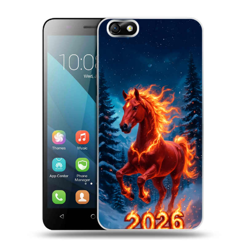 Пластиковый чехол на Huawei Honor 4X с принтом Новый год коня Пластиковый чехол на Huawei Honor 4X с принтом Новый год коня