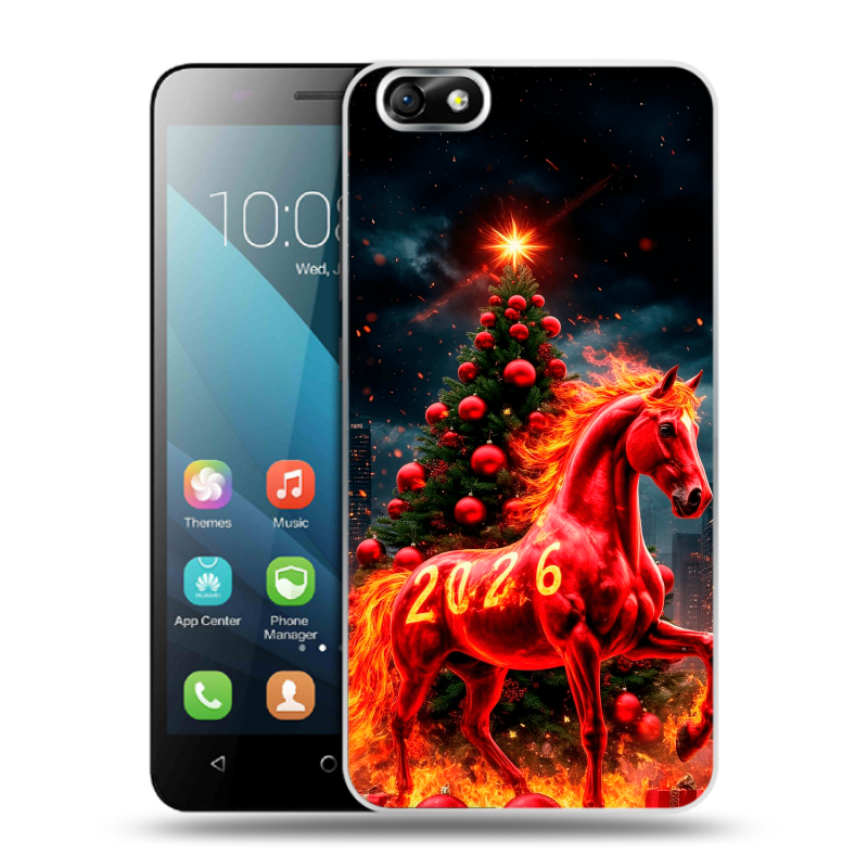 Силиконовый чехол на Huawei Honor 4X с принтом Новый год Силиконовый чехол на Huawei Honor 4X с принтом Новый год