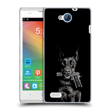 Пластиковый чехол на ZTE Blade G Lux с принтом Доберман и пистолет Пластиковый чехол на ZTE Blade G Lux с принтом Доберман и пистолет