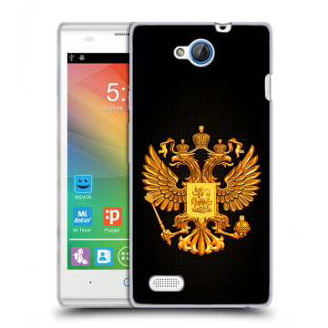 Пластиковый чехол на ZTE Blade G Lux с принтом Герб России желтый