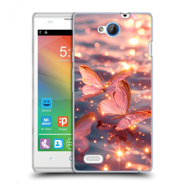 Пластиковый чехол на ZTE Blade G Lux с принтом бабочки розовые