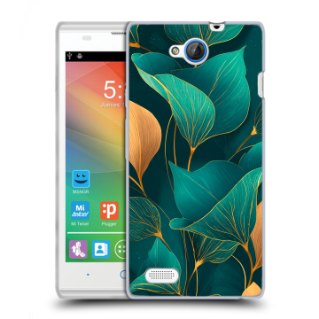 Пластиковый чехол на ZTE Blade G Lux с принтом Листья и золото