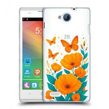 Пластиковый чехол на ZTE Blade G Lux с принтом цветы бабочки