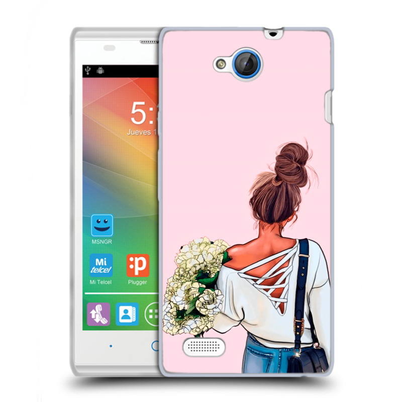 Пластиковый чехол на ZTE Blade G Lux с принтом Девушка и букет Пластиковый чехол на ZTE Blade G Lux с принтом Девушка и букет
