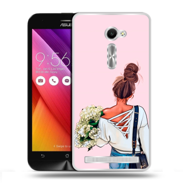 Пластиковый чехол на ASUS Zenfone 2 5 с принтом Девушка и букет