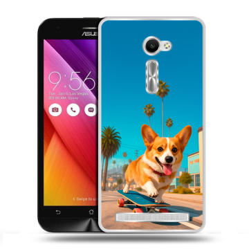 Пластиковый чехол на Asus Zenfone 2 5 с принтом Корги на скейте Пластиковый чехол на Asus Zenfone 2 5 с принтом Корги на скейте
