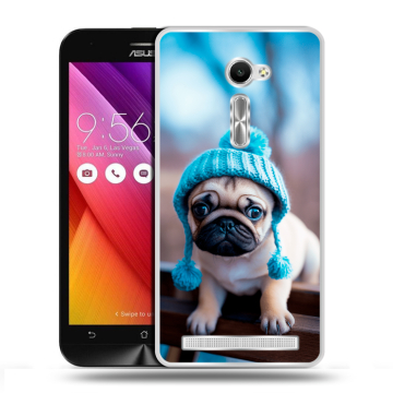 Пластиковый чехол на Asus Zenfone 2 5 с принтом Мопс в шапке Пластиковый чехол на Asus Zenfone 2 5 с принтом Мопс в шапке