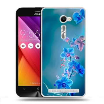 Пластиковый чехол на Asus Zenfone 2 5 с принтом Голубые цветы
