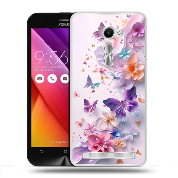 Пластиковый чехол на Asus Zenfone 2 5 с принтом цветы бабочки