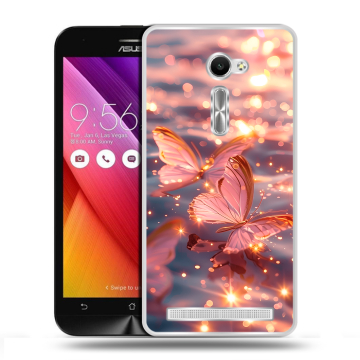 Пластиковый чехол на Asus Zenfone 2 5 с принтом бабочки розовые