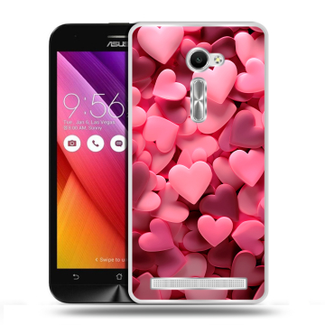 Пластиковый чехол на Asus Zenfone 2 5 с принтом розовые сердечки Пластиковый чехол на Asus Zenfone 2 5 с принтом розовые сердечки