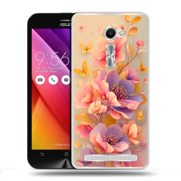 Пластиковый чехол на Asus Zenfone 2 5 с принтом Цветы и бабочки Пластиковый чехол на Asus Zenfone 2 5 с принтом Цветы и бабочки