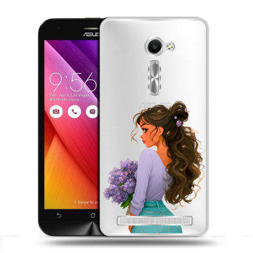 Пластиковый чехол на Asus Zenfone 2 5 с принтом девушка цветы Пластиковый чехол на Asus Zenfone 2 5 с принтом девушка цветы