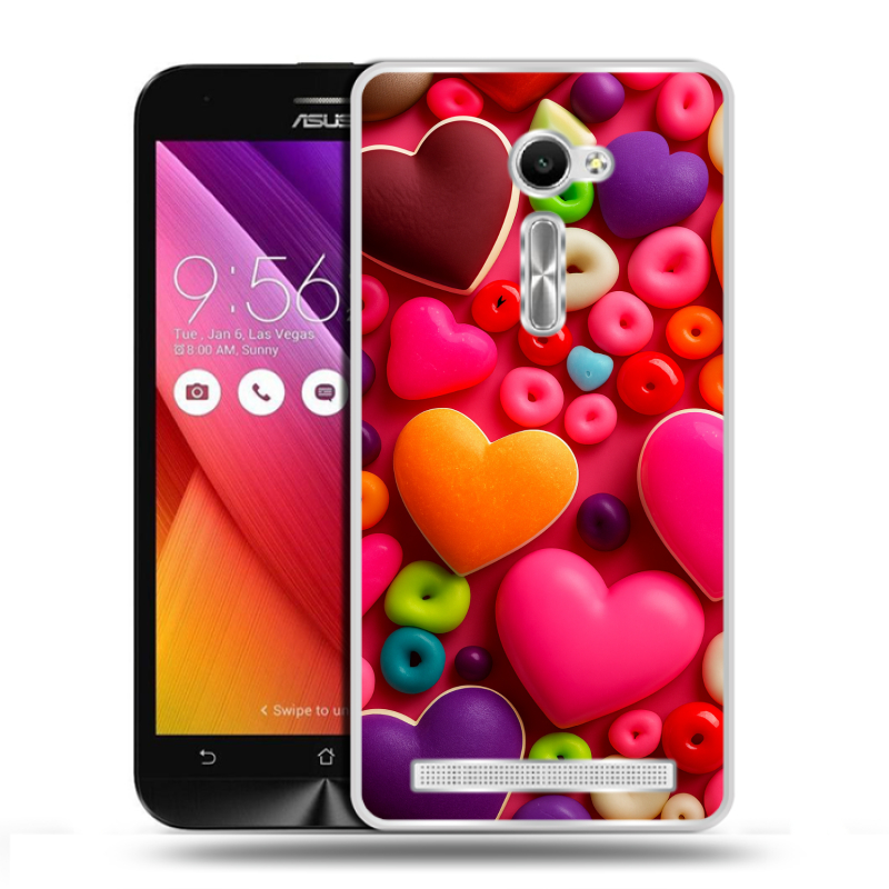 Пластиковый чехол на Asus Zenfone 2 5 с принтом Сердечки Пластиковый чехол на Asus Zenfone 2 5 с принтом Сердечки