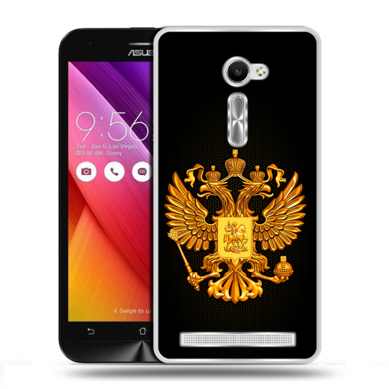 Пластиковый чехол на Asus Zenfone 2 5 с принтом Герб России желтый Пластиковый чехол на Asus Zenfone 2 5 с принтом Герб России желтый