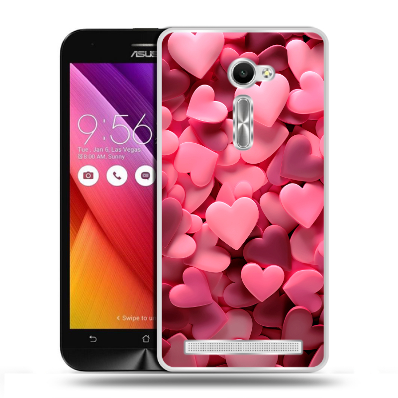 Пластиковый чехол на Asus Zenfone 2 5 с принтом розовые сердечки Пластиковый чехол на Asus Zenfone 2 5 с принтом розовые сердечки