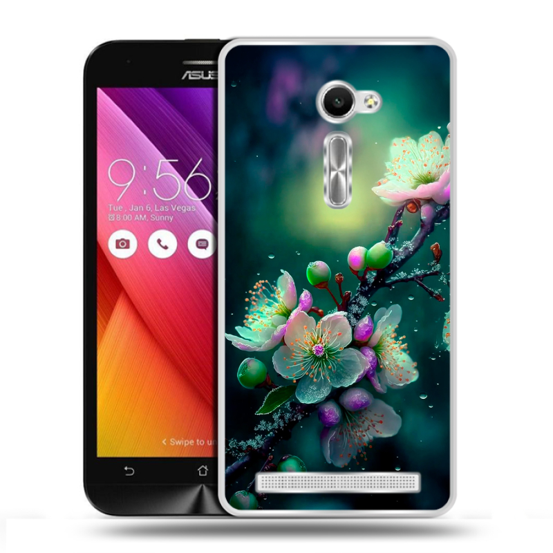 Пластиковый чехол на Asus Zenfone 2 5 с принтом Цветы и мрамор Пластиковый чехол на Asus Zenfone 2 5 с принтом Цветы и мрамор