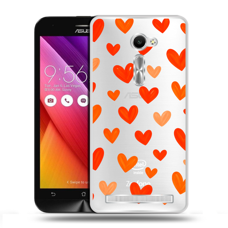 Пластиковый чехол на Asus Zenfone 2 5 с принтом Сердечки Пластиковый чехол на Asus Zenfone 2 5 с принтом Сердечки