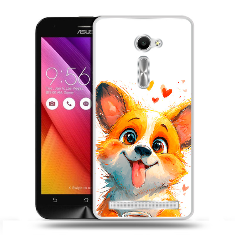Пластиковый чехол на Asus Zenfone 2 5 с принтом корги Пластиковый чехол на Asus Zenfone 2 5 с принтом корги