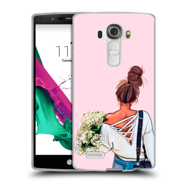 Силиконовый чехол на LG G4 с принтом Девушка и букет Силиконовый чехол на LG G4 с принтом Девушка и букет