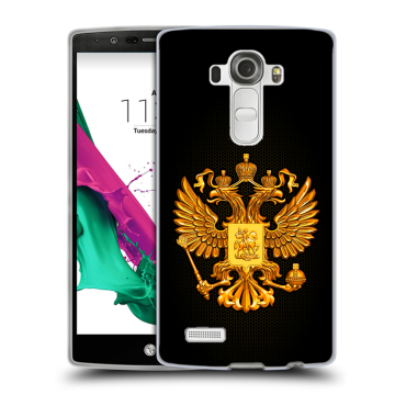Силиконовый чехол на LG G4 с принтом Герб России желтый Силиконовый чехол на LG G4 с принтом Герб России желтый
