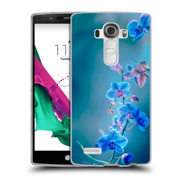 Силиконовый чехол на LG G4 с принтом Голубые цветы Силиконовый чехол на LG G4 с принтом Голубые цветы