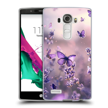 Силиконовый чехол на LG G4 с принтом бабочки и лаванда Силиконовый чехол на LG G4 с принтом бабочки и лаванда