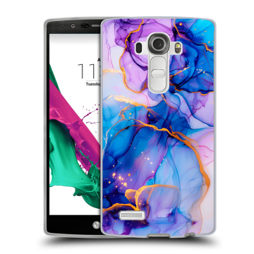 Силиконовый чехол на LG G4 с принтом синий мрамор Силиконовый чехол на LG G4 с принтом синий мрамор
