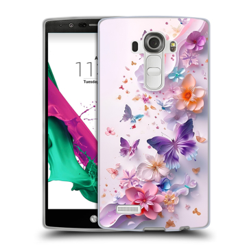 Силиконовый чехол на LG G4 с принтом цветы бабочки