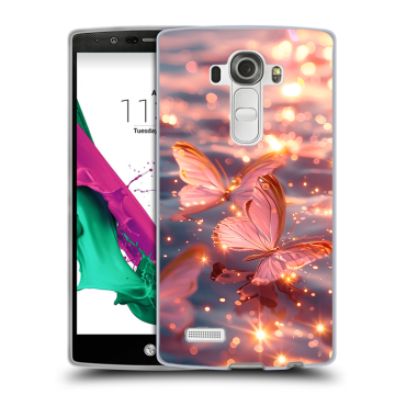 Силиконовый чехол на LG G4 с принтом бабочки розовые Силиконовый чехол на LG G4 с принтом бабочки розовые