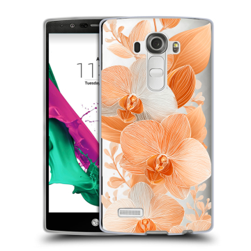 Силиконовый чехол на LG G4 с принтом Бежевые цветы Силиконовый чехол на LG G4 с принтом Бежевые цветы